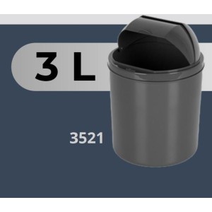 LIXEIRA C/ TAMPA RETRATIL PP CINZA 3 LTS 3521 VIEL