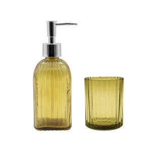 KIT BANHEIRO 2 PECAS VIDRO AMARELO 300 ML 16837 INGA