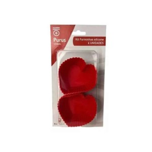 FORMA SILICONE CUPCAKE CORACAO C/6 7X3CM 193247 TIJUCAS