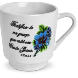 CANECA LISA BRANCA C/SALMO REF-12 HR PORCELANAS