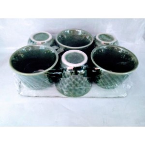CONJUNTO CAFE RELEVO VERDE 6PCS 70/6 HR PORCELANAS
