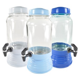 SUQUEIRA VIDRO COM TORNEIRA COLOR TURQUESA