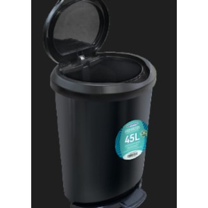 LIXEIRA C/ PEDAL E BORDA 45 LTS PRETA 25746CS ARQ PLAST