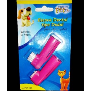 ESCOVA DENTE P/ CAO 02 PC TIPO DEDAL PET-102 WEST