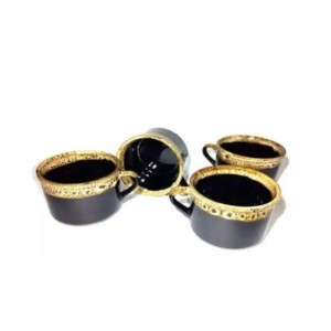 CONJUNTO XICARA CHA LISA BORDA 4PCS 51/4 HR PORCELANAS