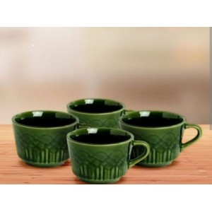 CONJUNTO XICARA CHA RELEVO VERDE 4PCS 50/4 HR PORCELANAS