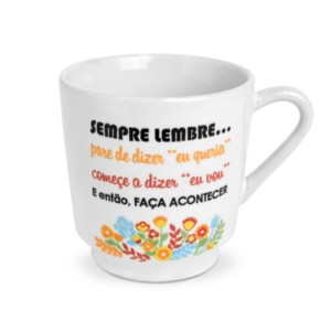 CANECA LISA BRANCA DIZERES REF-14 HR PORCELANAS