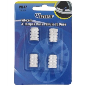 TAMPA VALVULA PNEU 4 PC PRATA PN-47 WESTERN