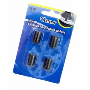 TAMPA VALVULA PNEU 4 PC PRETA PN-50 WESTERN