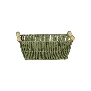 CESTO FIBRA C/ ALCA BAMBU 30X19X12 CM VERDE ESMERALDA 3663 PARAMOU