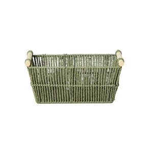 CESTO FIBRA C/ ALCA BAMBU 35X23X15 CM VERDE ESMERALDA 3664 PARAMOUNT