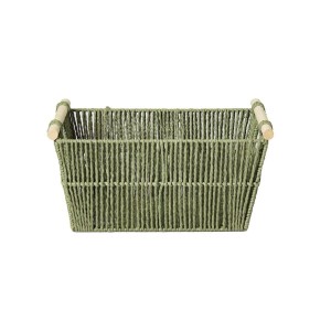 CESTO FIBRA C/ ALCA BAMBU 38X28X18 CM ESMERALDA 3665 PARAMOUNT