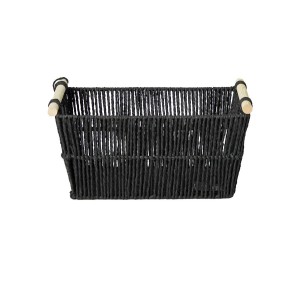 CESTO FIBRA C/ ALCA BAMBU 38X28X18 CM PRETO 3668 PARAMOUNT