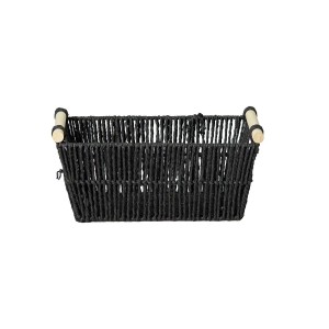 CESTO FIBRA C/ ALCA BAMBU 35X23X15 CM PRETO 3667 PARAMOUNT