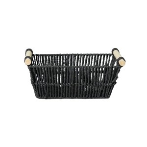 CESTO FIBRA C/ ALCA BAMBU 30X19X12 CM PRETO 3666 PARAMOUNT