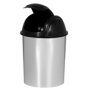 LIXEIRA 8L TAMPA BASCULANTE PRATA 392 PLASNEW