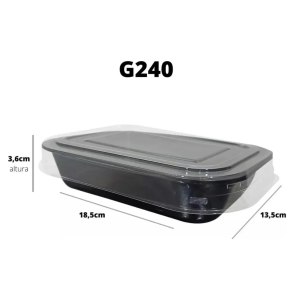 BANDEJA PRETA CPET G 240 C/ TAMPA GALVANOTEK DESCARTAVEL
